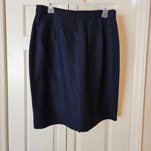 Jessica Tierney Lined Blue Linen and Rayon Skirt